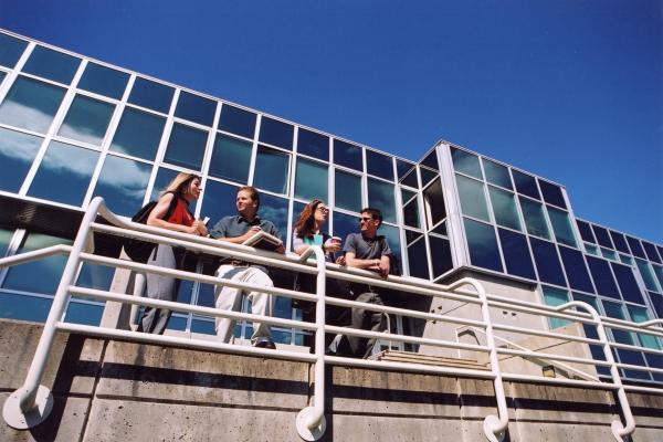 Students of the Bachelor of Arts, Major and Minor in Liberal Studies program in front of the library