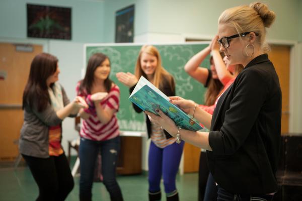 A graduate student of Vancouver Island University's Bachelor of Education program at work