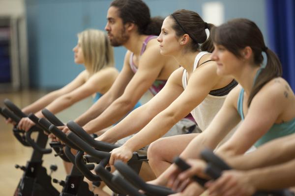 VIU's bachelor of physical education degree program students participating in an indoor cycling class