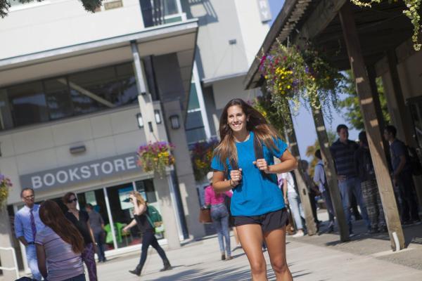 A Student of the Bachelor of Tourism Management program on campus of VIU's tourism school on Vancouver Island