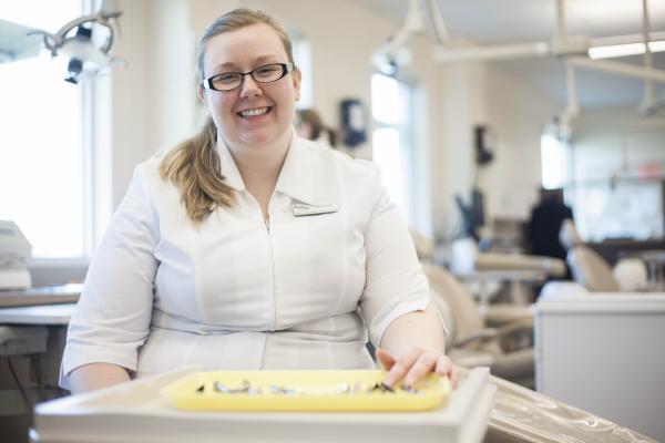 A student of the VIU’s Dental Assistant Certificate program in the lab