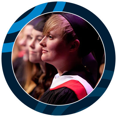 Woman in graduate cap.