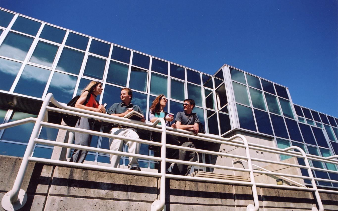 Students of the Bachelor of Arts, Major and Minor in Liberal Studies program in front of the library