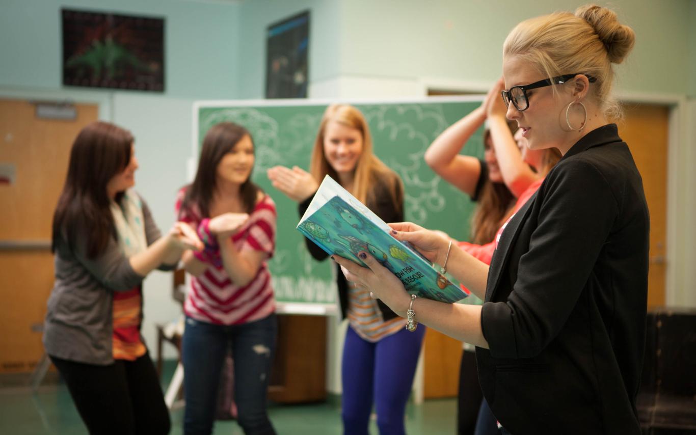 A graduate student of Vancouver Island University's Bachelor of Education program at work