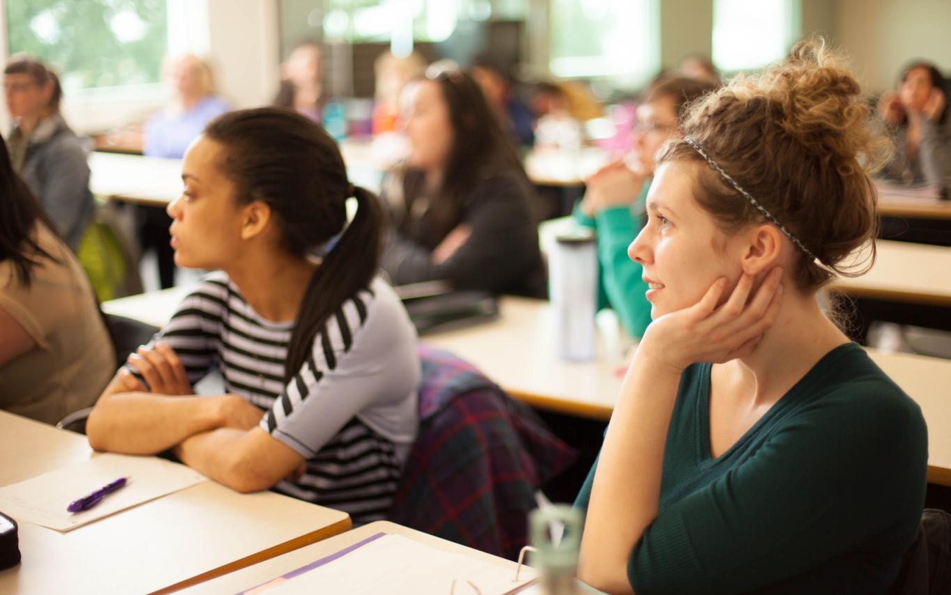 Bachelor of Arts, Major, Minor in Economics students attending a lecture