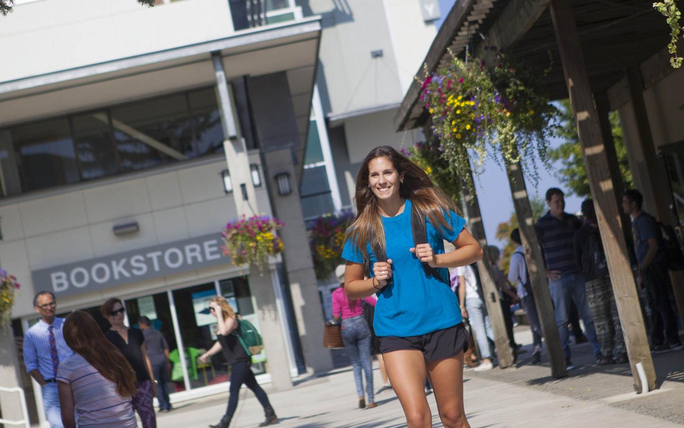 A Student of the Bachelor of Tourism Management program on campus of VIU's tourism school on Vancouver Island