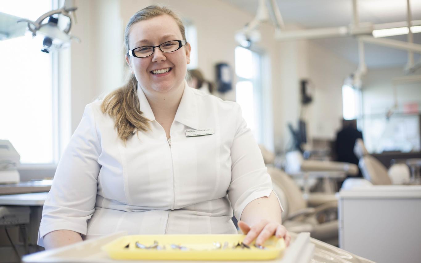 A student of the VIU’s Dental Assistant Certificate program in the lab