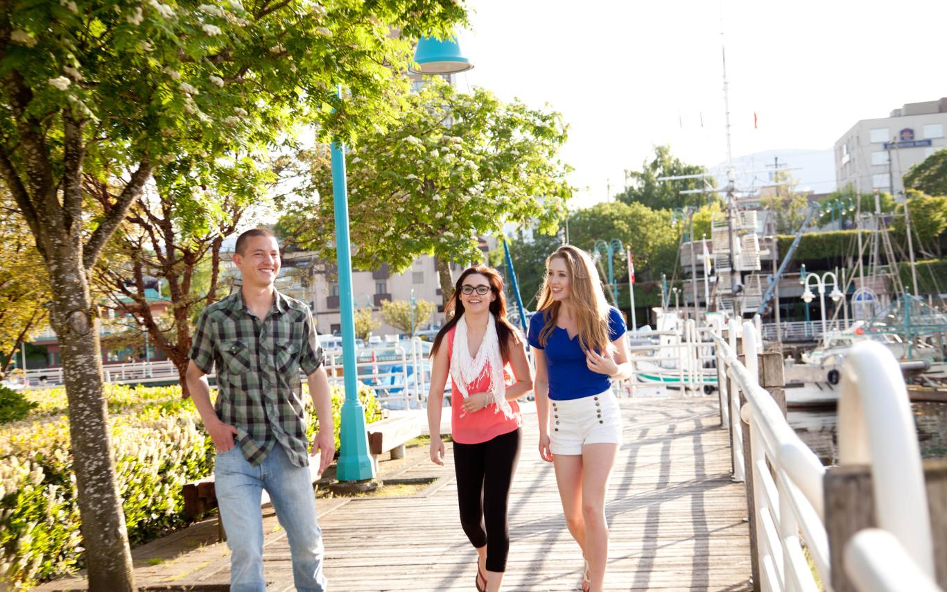 Students of the Exploratory University Studies (EXPO) program exploring downtown Nanaimo