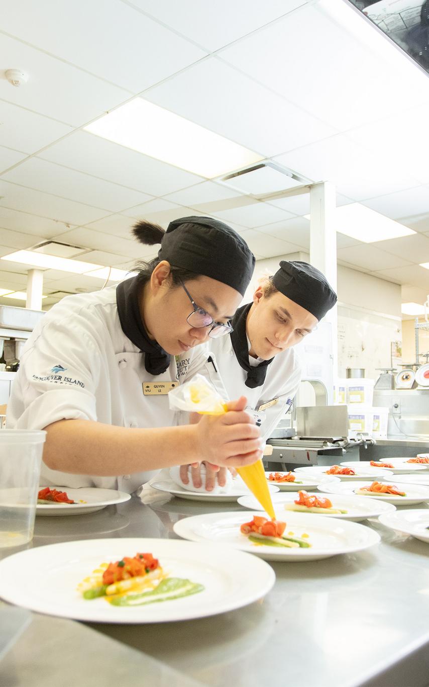 Students working in kitchen
