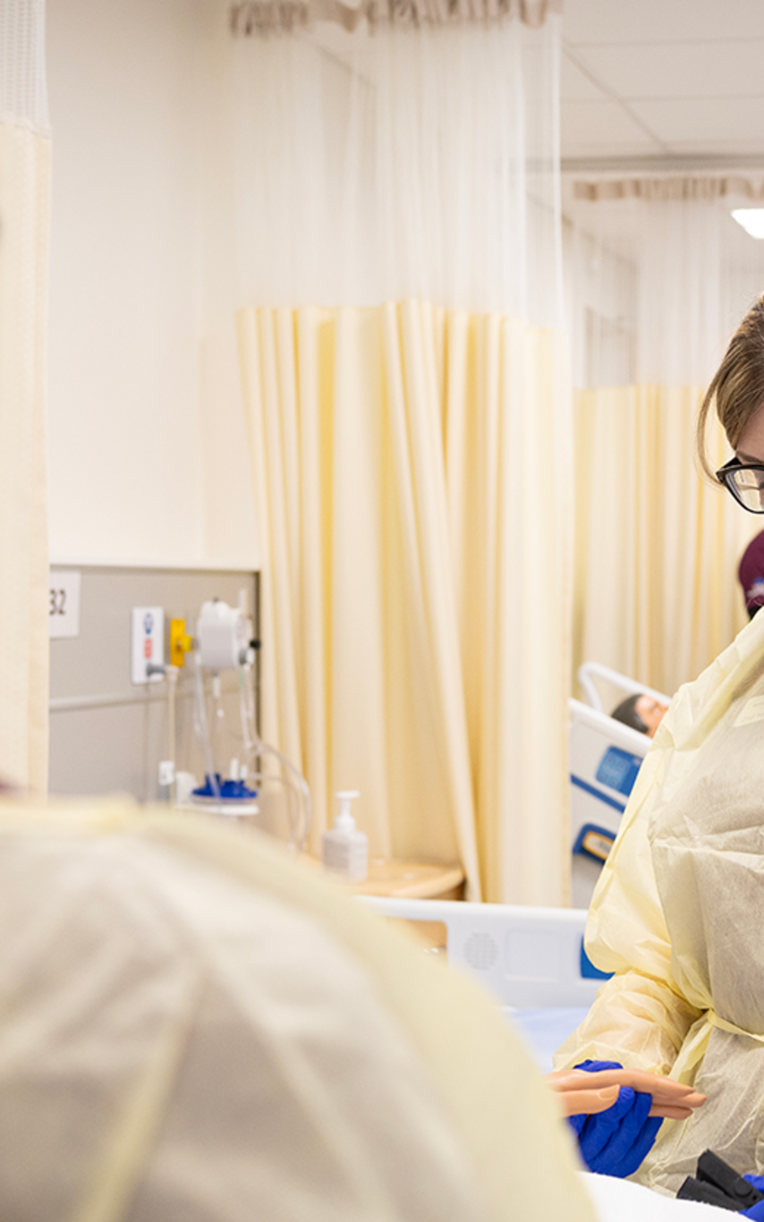 VIU nursing students in lab