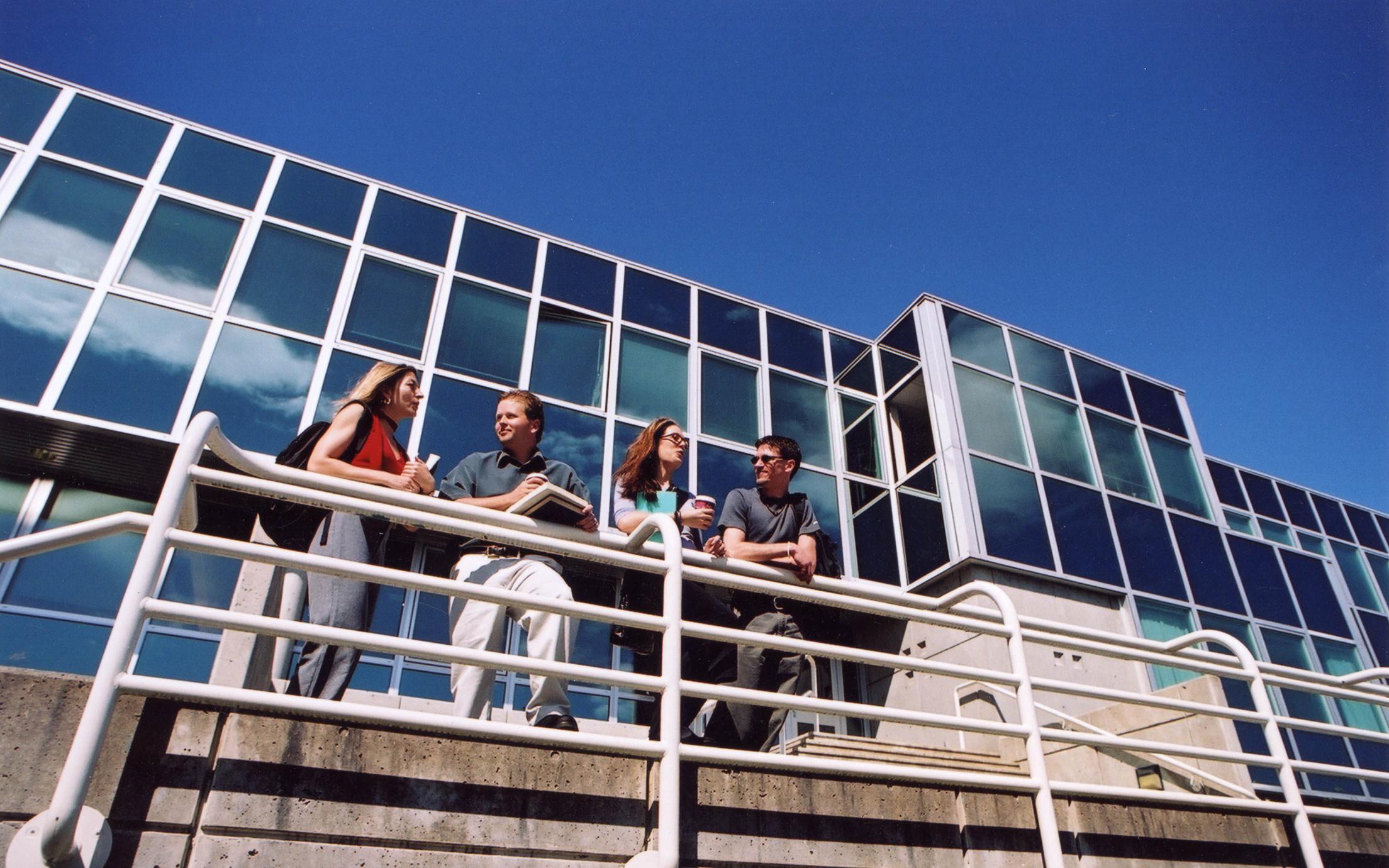 Students of the Bachelor of Arts, Major and Minor in Liberal Studies program in front of the library