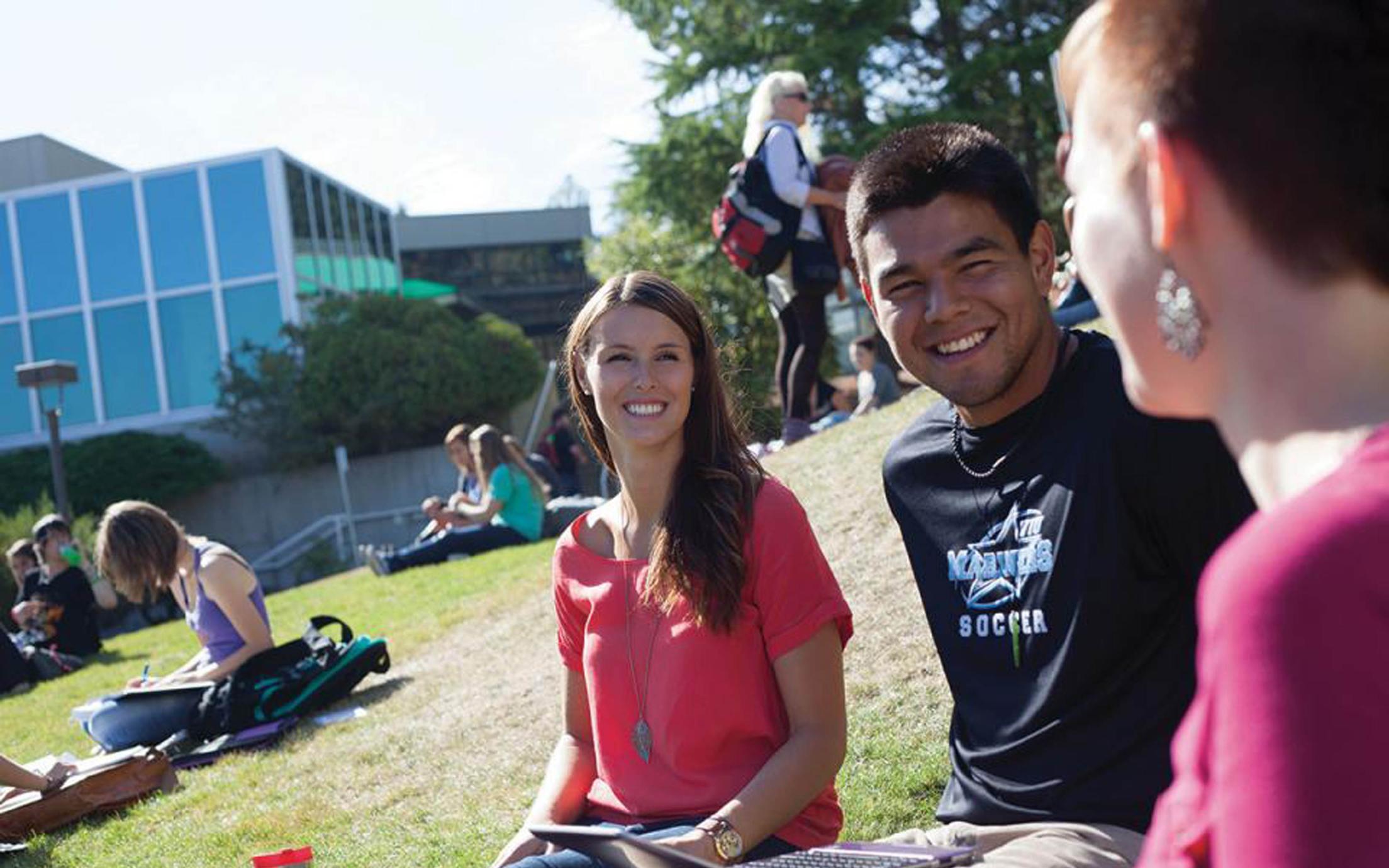 Students of VIU's sport science courses gathering at VIU's campus