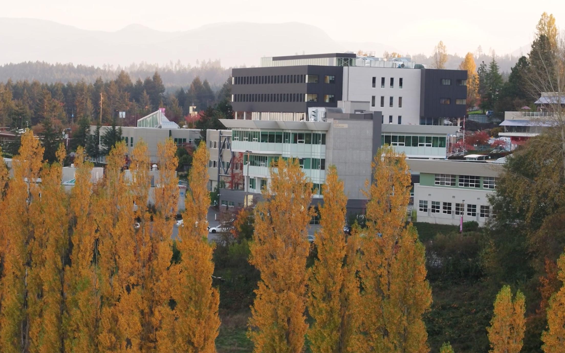 VIU Nanaimo campus with autumn colours