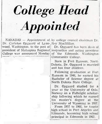 College Head Appointed