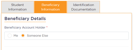 Beneficiary Details on PayMyTuition Refund Page