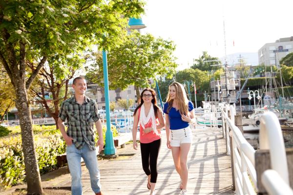 Students of the Exploratory University Studies (EXPO) program exploring downtown Nanaimo