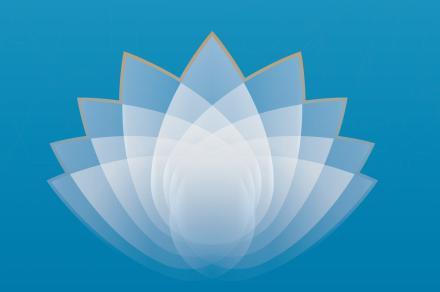 A white lotus flower with gold trim is on a blue background over the words Recognition, Resilience and Resolve