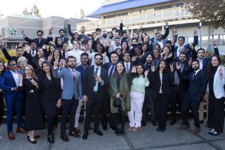 MBA students posing as a big group