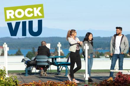 Rock VIU students gathering on rooftop